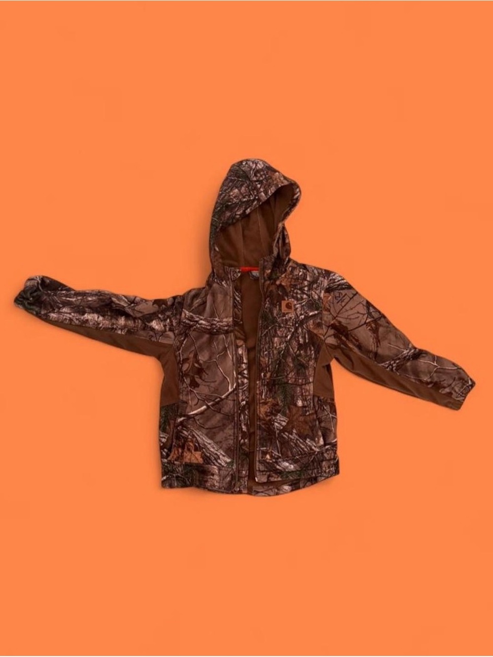 🍁Youth Carhartt x RealTree Camo Hooded fleece Jacket Size Medium Size 8-10 🍂